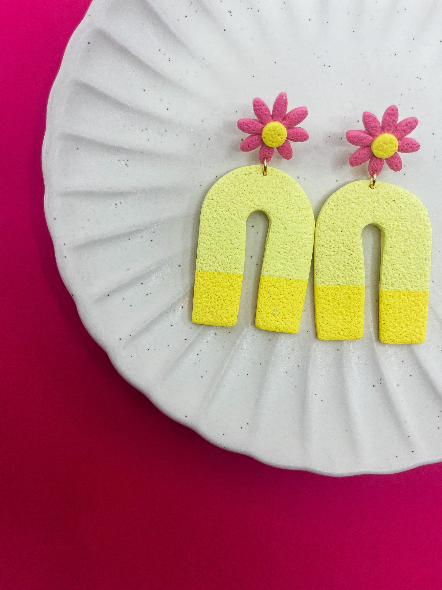 Spring | Fuchsia and yellow statement earrings