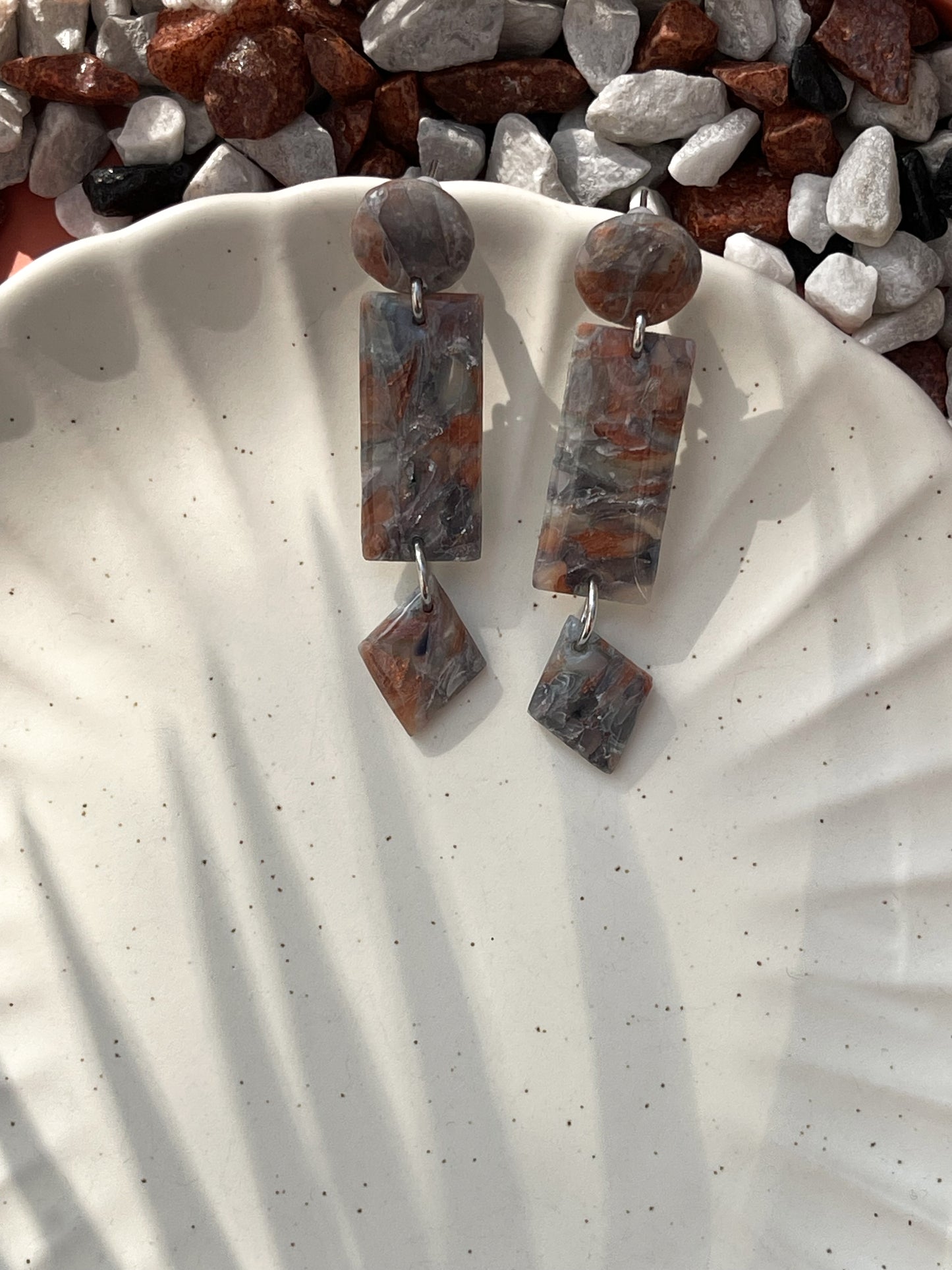 Stormy | Terracotta and grey earrings 07