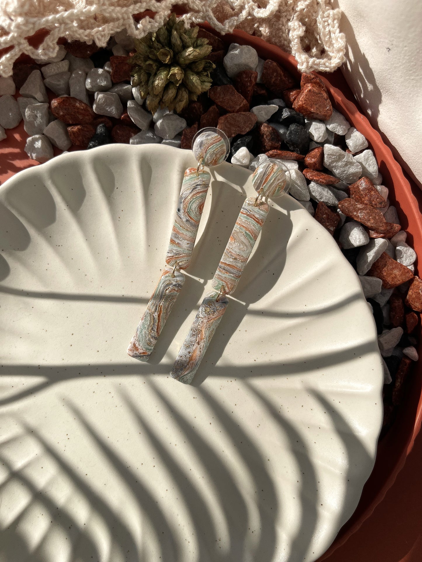 Snow | Agate marble dangles