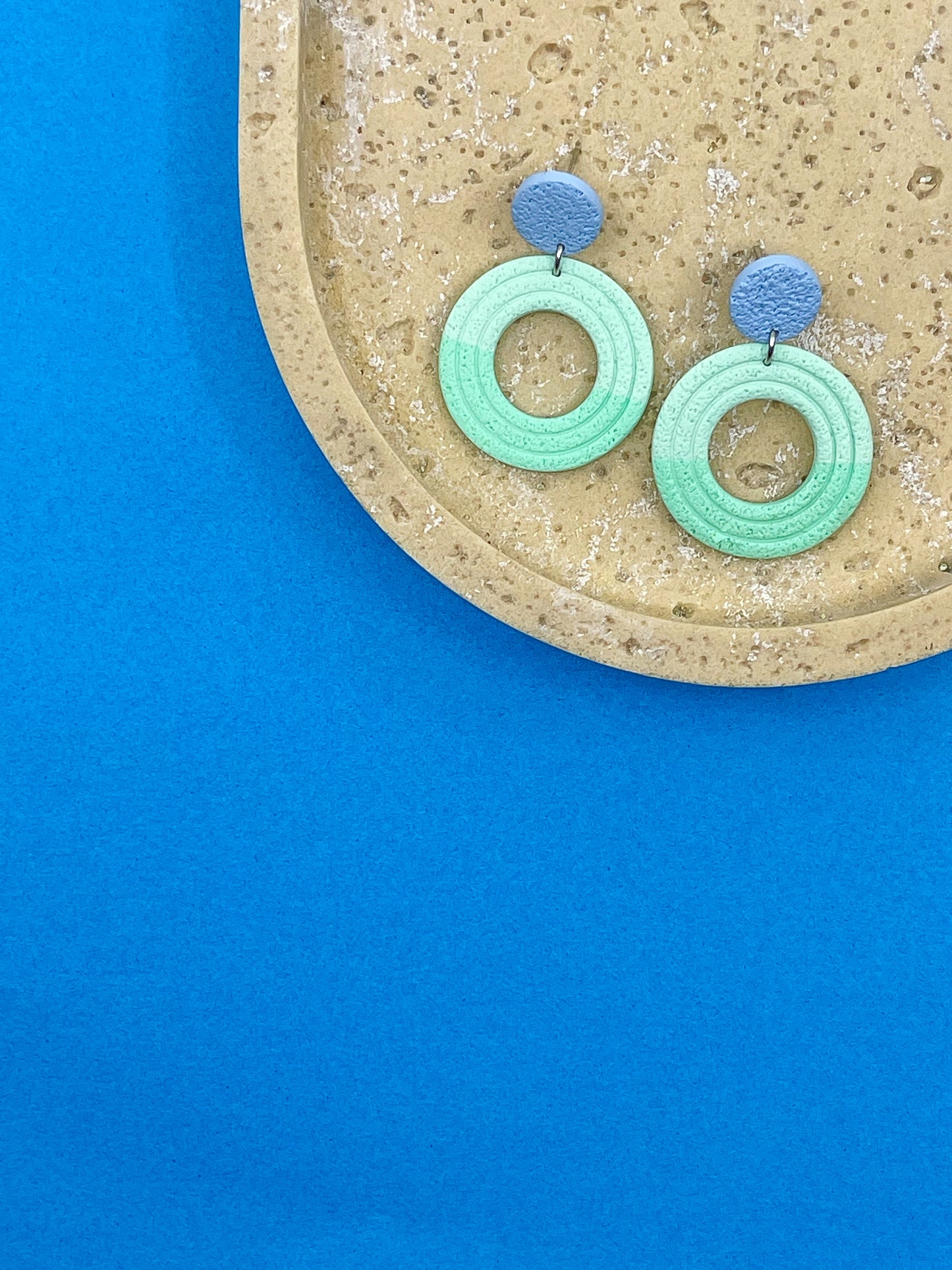 Spring | Circular blue and turquoise earrings