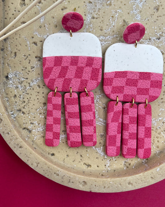 Spring | Checkered statement earrings 01
