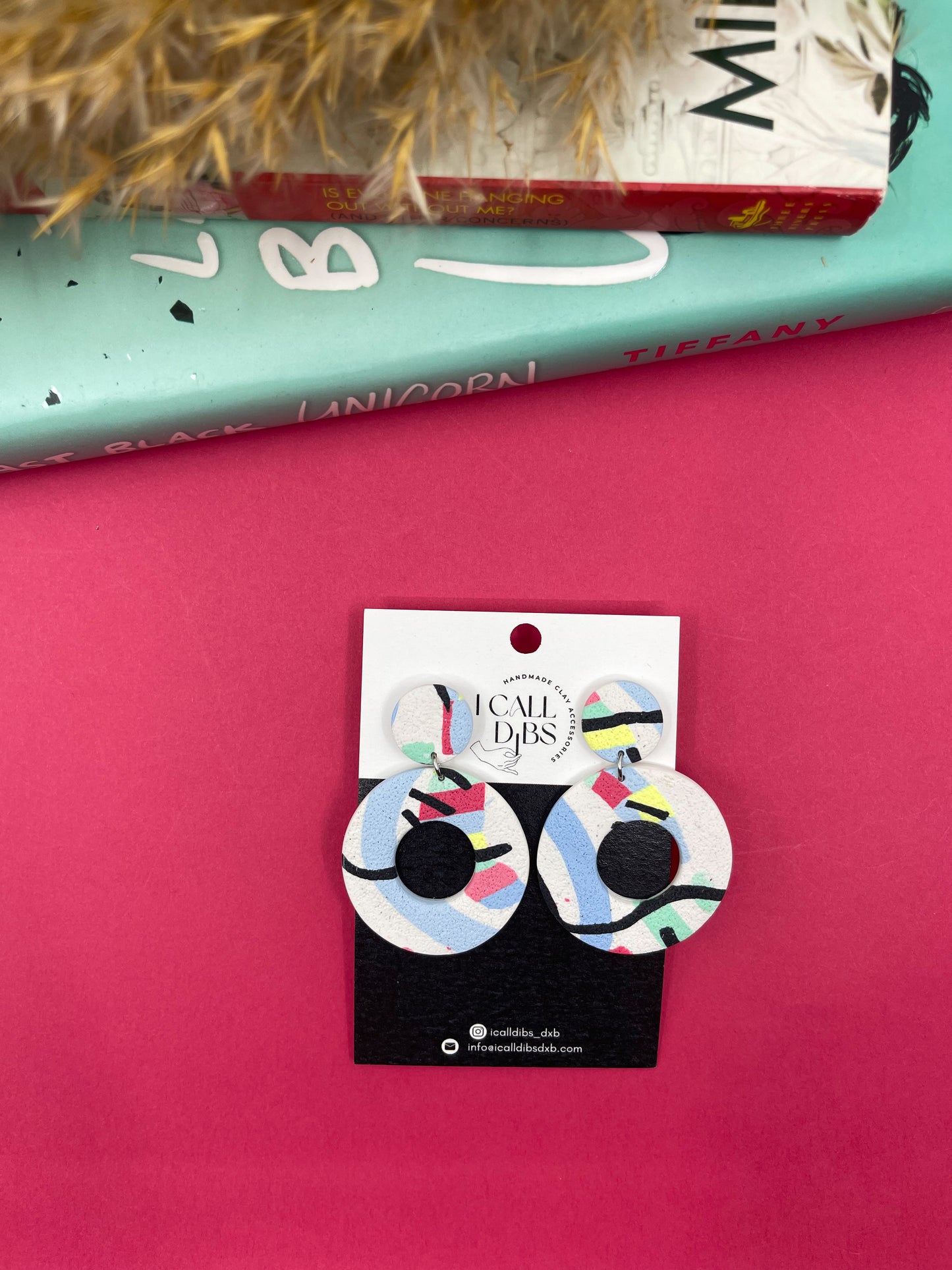 Spring | Circular white and colored abstract earrings