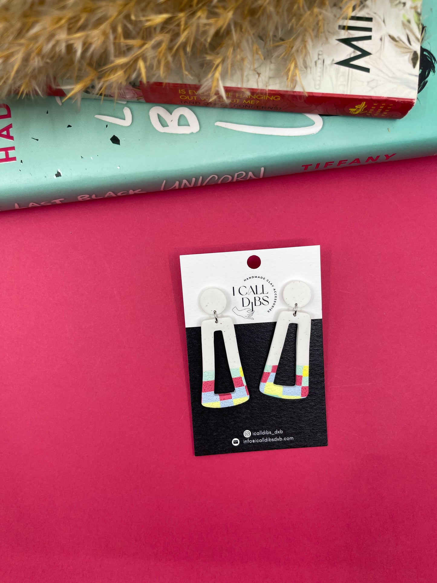 Spring | Colored checkered statement earrings 02