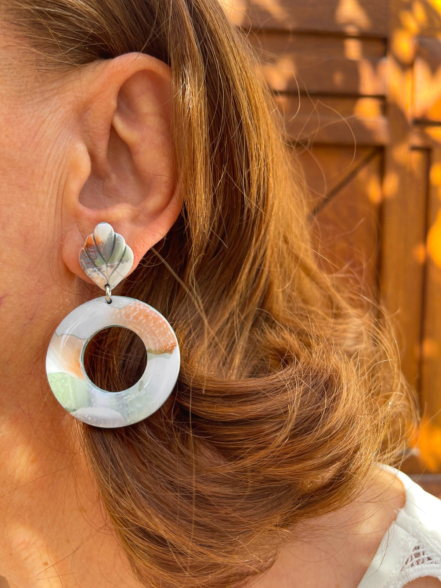 Forest | Glossy circular earrings