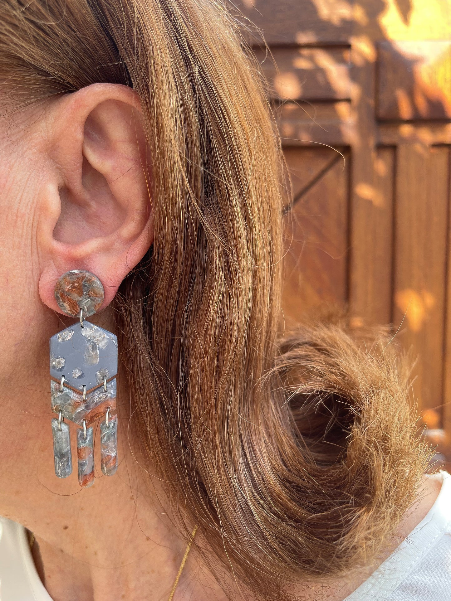 Stormy | Terracotta and grey earrings 04
