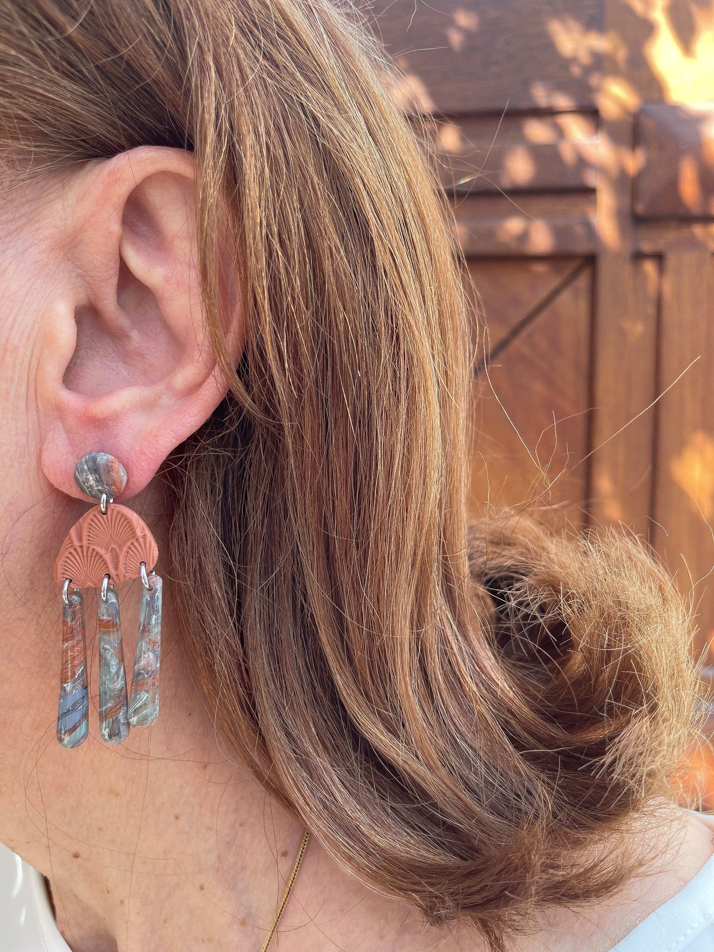 Stormy |Terracotta and grey earrings 03