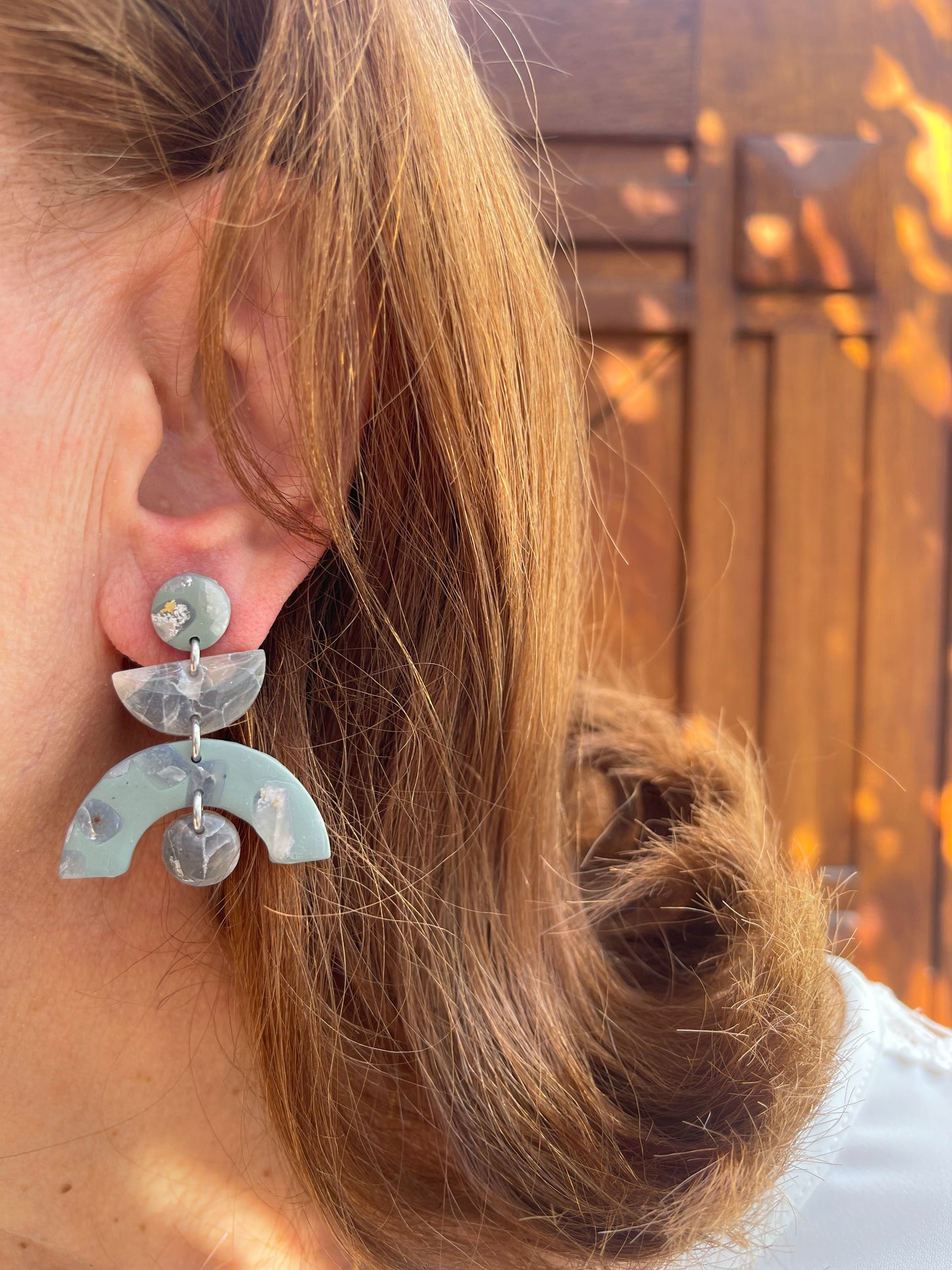 Stormy | Grey and sage earrings