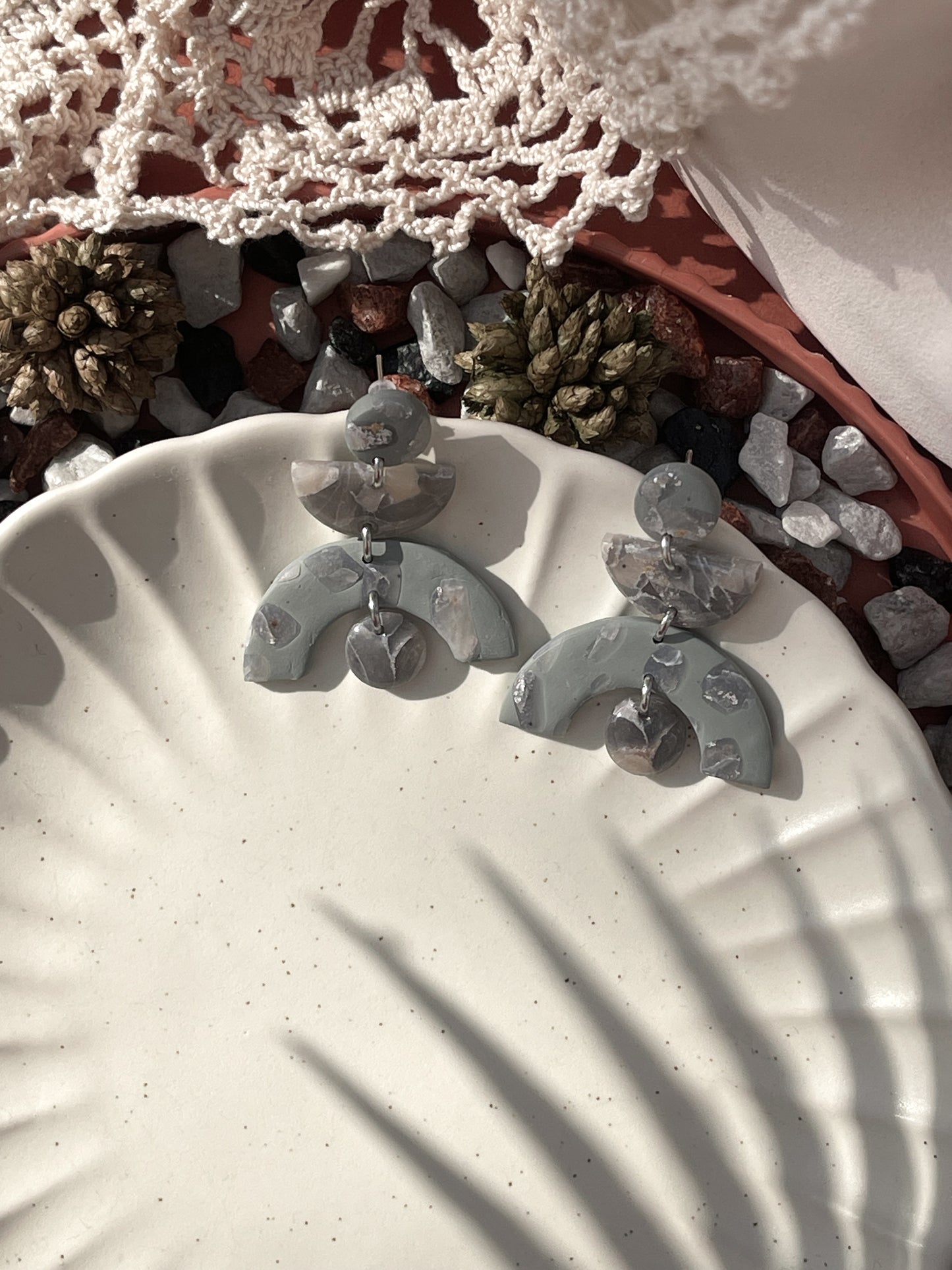 Stormy | Grey and sage earrings