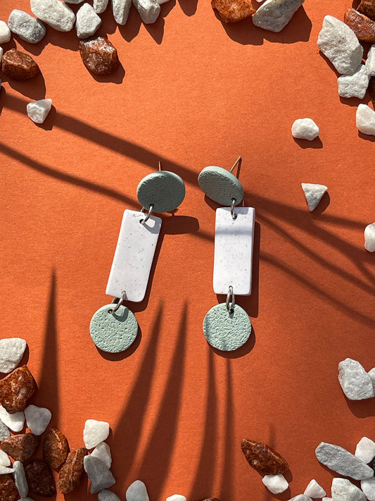 Snow | Matte white and sage green dangles