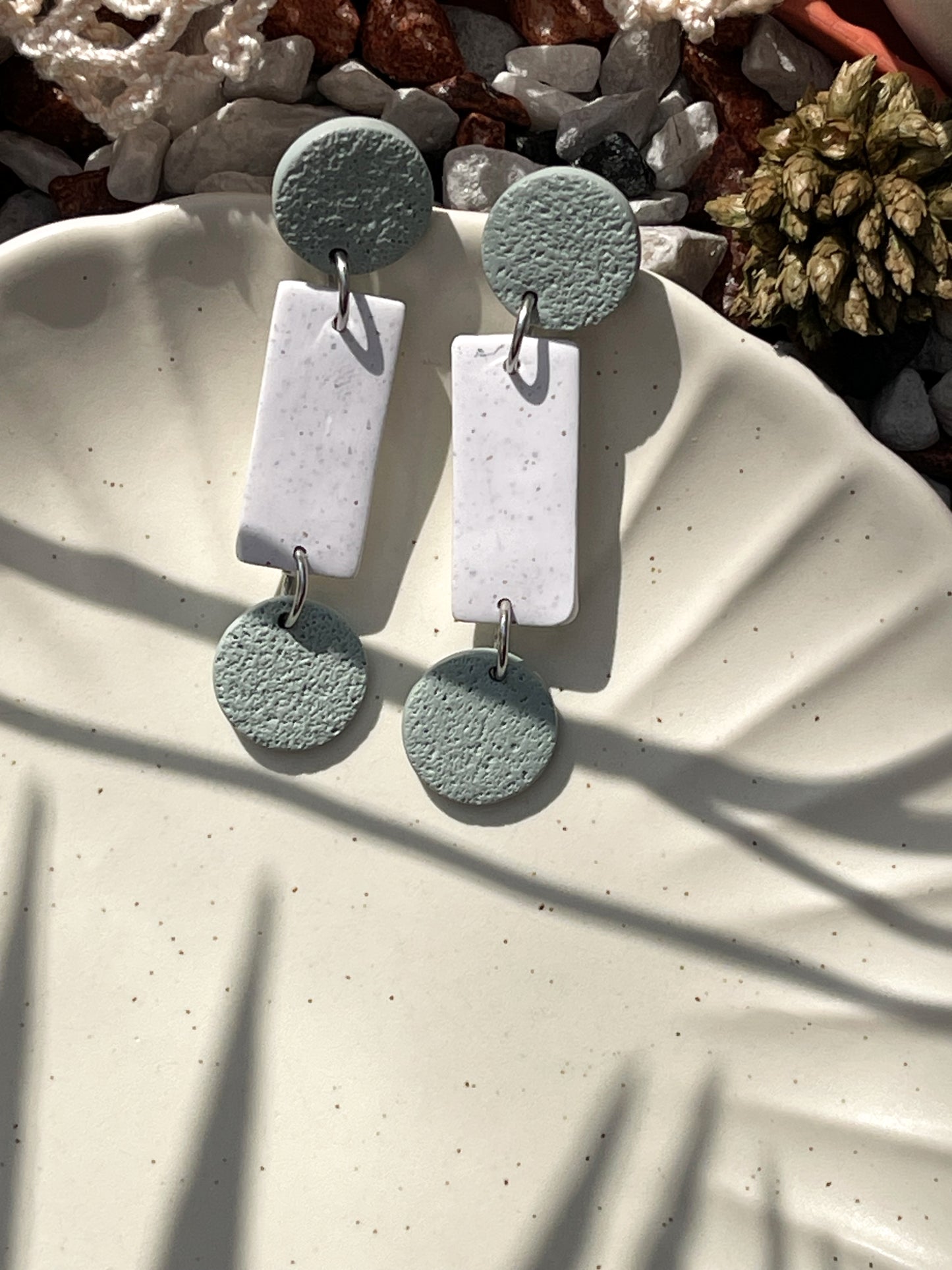 Snow | Matte white and sage green dangles