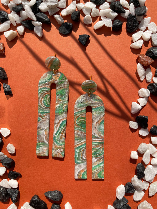 Sage | Agate marble earrings