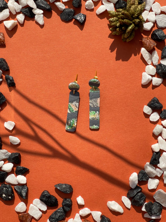 Snow | Agate and grey textured dangles