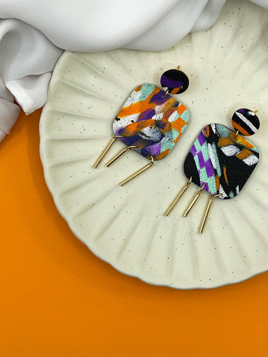 Spring | Black and color statement earrings 02