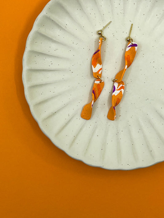 Spring | Orange twisted dangles