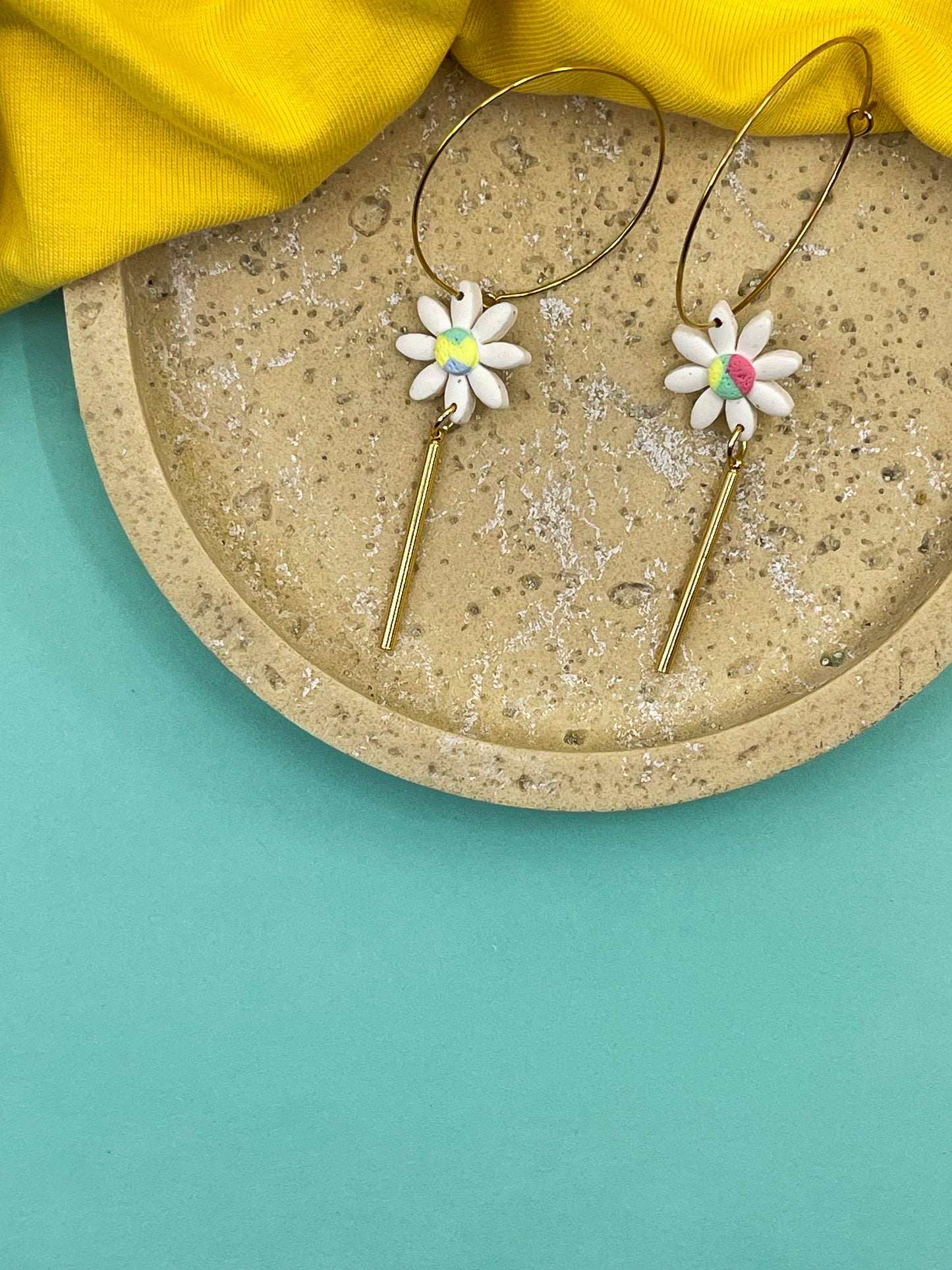 Spring | Colored checkered statement earrings 04